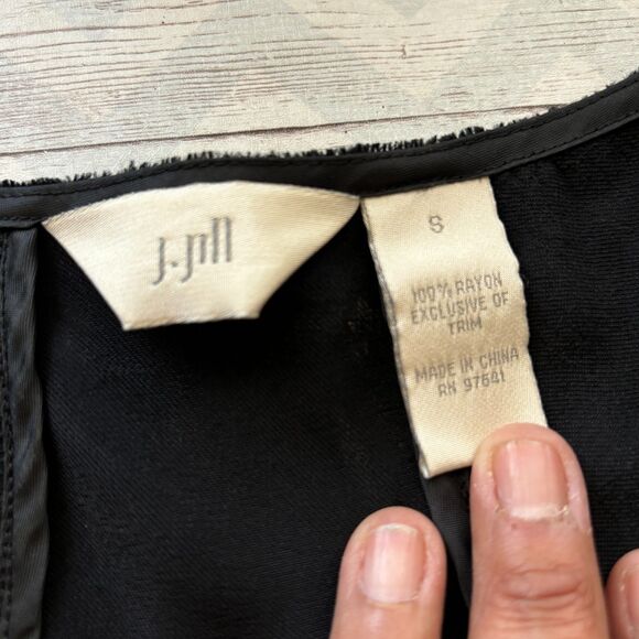 J. Jill Crushed Velvet Black Long Sleeve Blouse Top Size S - Picture 8 of 9